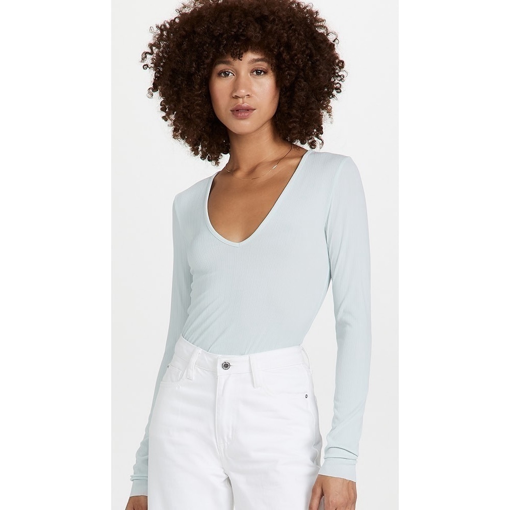 rag & bone Zoe Deep V Long Sleeve Tee Size Small